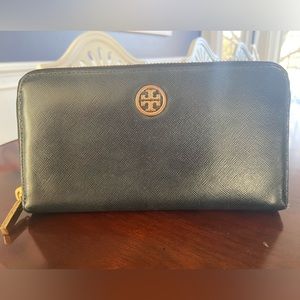 Tory Burch Wallet Black with Gold Hardware